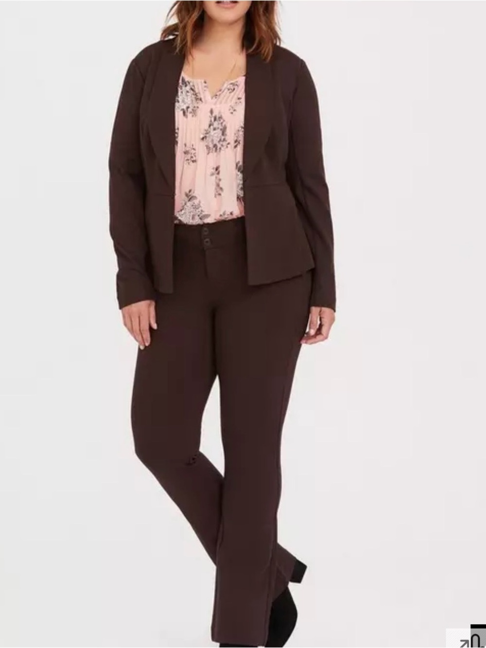 Torrid Studio Ponte Knit Stretch Brown Tailored Blazer Jacket size 1 (14/16) - Picture 6 of 7